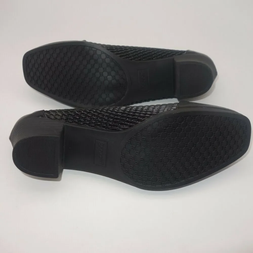 NEW Comfort-well Beacon Stretch-n-Form Pumps Black Square Medium Heel Shoes 7.5